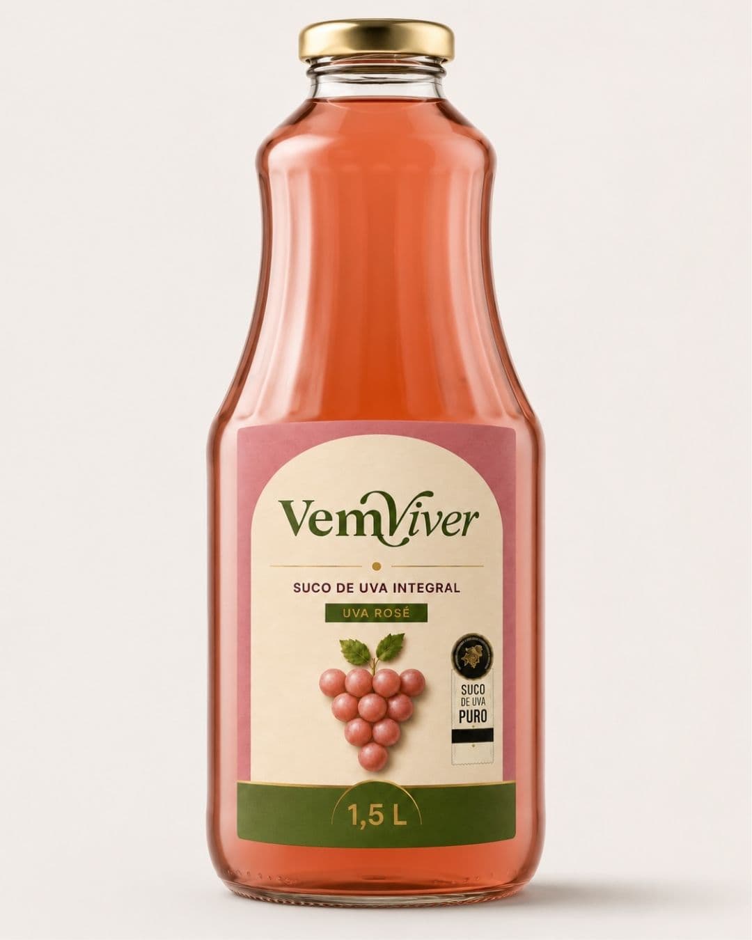 Uva Rosé Vem Viver, mockup atual de 1,5 litro
